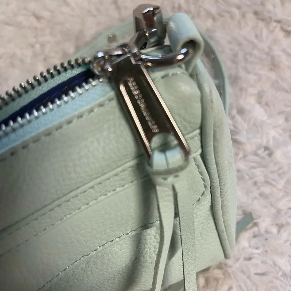 Rebecca Minkoff Mini Mac Crossbody Bag Leather mint green Chain Strap Studded - Picture 14 of 16